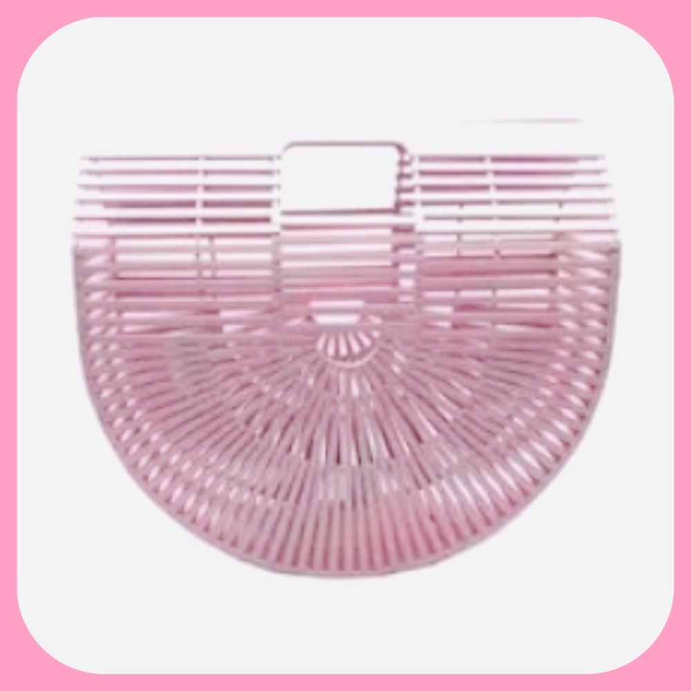 HP🌴OVERSIZED PINK BAMBOO HANDBAG-TOP HANDLE-NEW🌴 - Picture 6 of 8